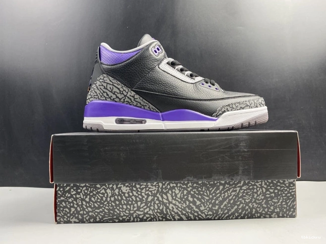 Rep TBK Black Court Air 050 Jordan Purple 3 CT8532 Retro 0709
